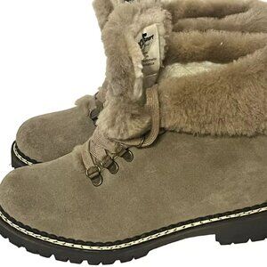 Womens Leather Suede Boots Oscar Sport 6 EU 36 Forest Fur Made in Italy NWOB